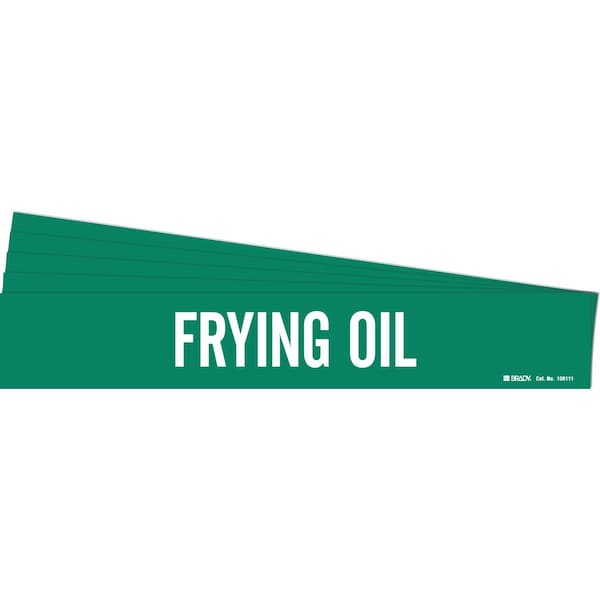 FRYING OIL Pipe Marker Style 1HV White on Green 1 per Card, 5 PK